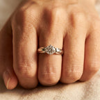 Silver-Tone Classic Round Solitaire Stone Ring