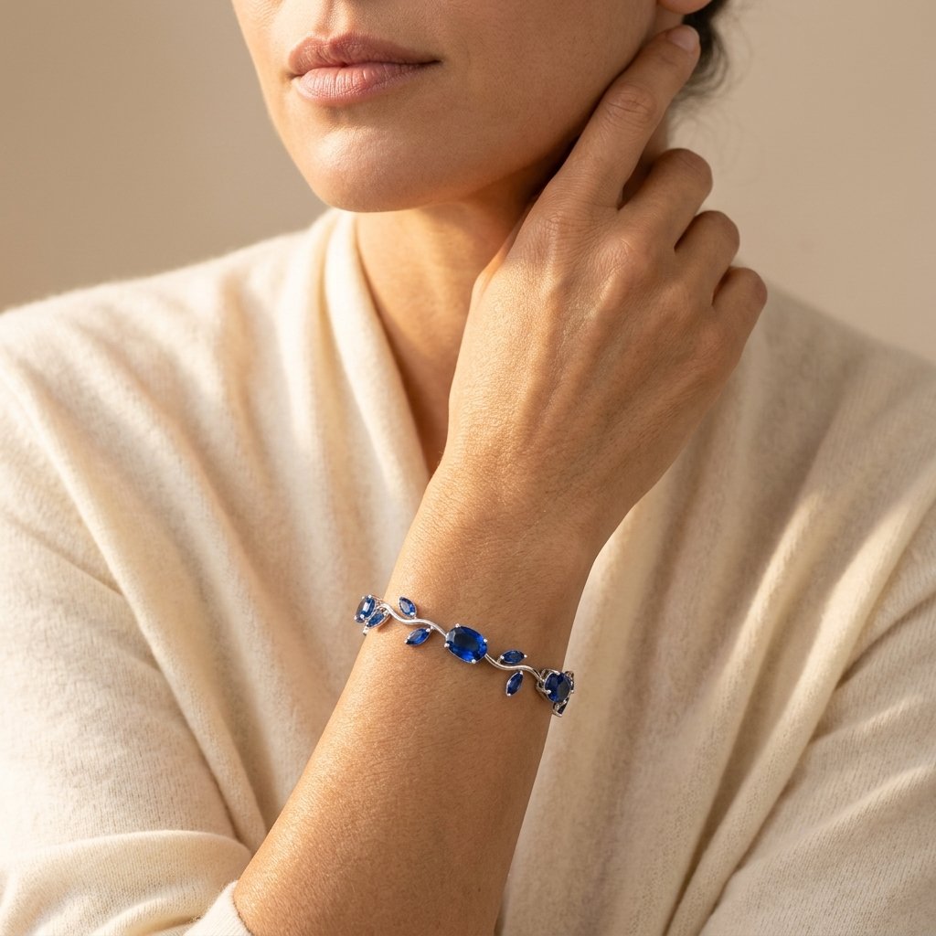 Blue Vine Bracelet with Oval and Leaf Stones