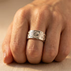 Silver-Tone Wide Filigree Scrollwork Band Ring