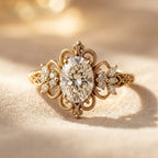 Vintage Gold Filigree Oval Stone Ring