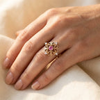 Two-Tone Filigree Ring with Pink Centre Stone