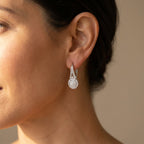 Silver-Tone Pavé Teardrop Leverback Earrings