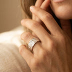 Silver-Tone Wide Filigree Scrollwork Band Ring