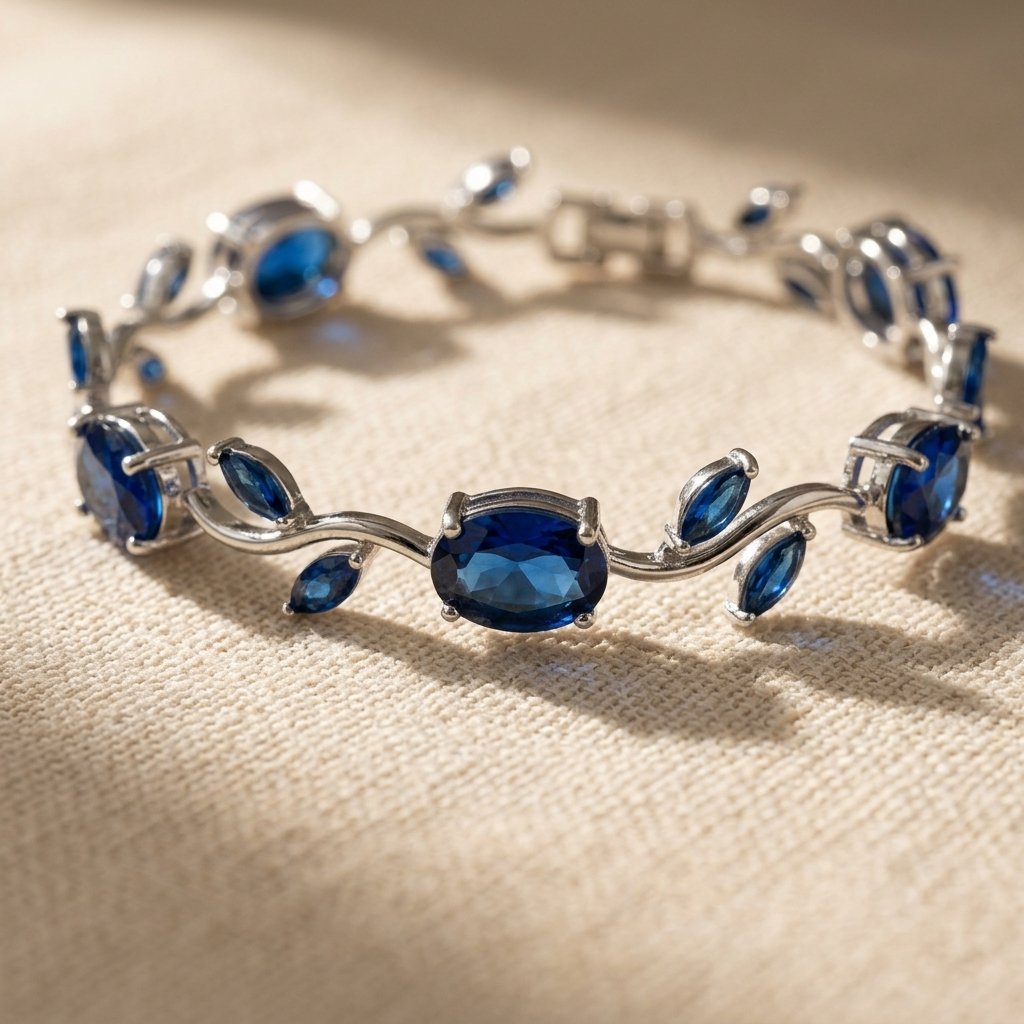 Blue Vine Bracelet with Oval and Leaf Stones