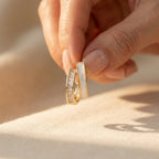 Gold-Tone Double J-Hoop Earrings with Iridescent Inlay