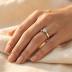 Silver-Tone Classic Round Solitaire Stone Ring