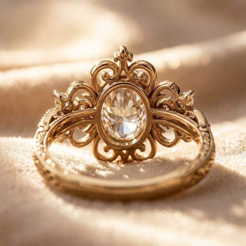 Vintage Gold Filigree Oval Stone Ring