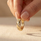 Gold-Tone Textured Huggie Hoops with Clear Stone Clusters