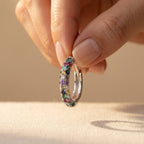 Silver-Tone Rainbow Pavé Huggie Hoop Earrings