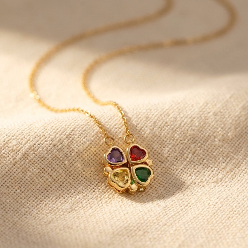 Gold-Tone Four-Heart Clover Pendant Necklace