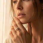 Gold-Tone Open Cuff Ring with Staggered Baguette Stones