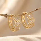 Gold-Tone Triple Heart Pavé Huggie Hoop Earrings