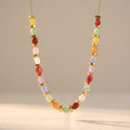 Gold-Tone Pebble Bead Necklace with Mixed Colour Stones