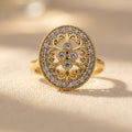 Gold-Tone Oval Filigree Halo Cocktail Ring