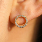 Gold-Tone Open Circle Pavé Stud Earrings