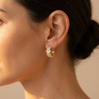 Gold-Tone Triple Heart Pavé Huggie Hoop Earrings