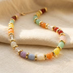 Gold-Tone Pebble Bead Necklace with Mixed Colour Stones