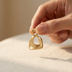 Brushed Gold-Tone Organic Square Drop Earrings