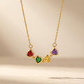 Four-Heart Rainbow Stone Necklace in Gold-Tone