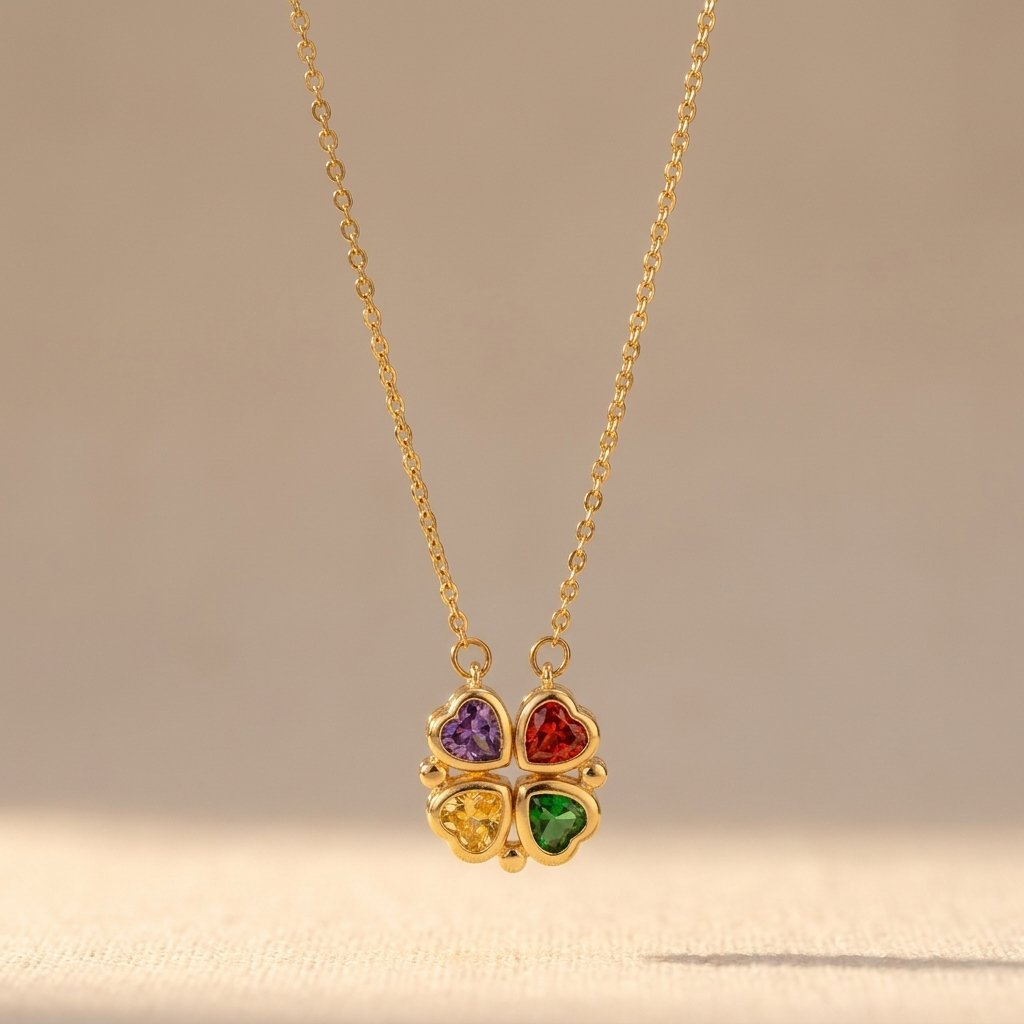 Gold-Tone Four-Heart Clover Pendant Necklace