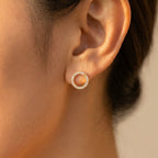 Gold-Tone Open Circle Pavé Stud Earrings
