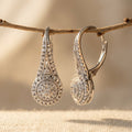 Silver-Tone Pavé Teardrop Leverback Earrings