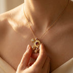 Gold-Tone Cluster Pendant Necklace with Red and Clear Stones
