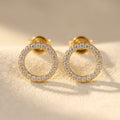 Gold-Tone Open Circle Pavé Stud Earrings