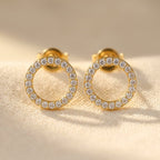Gold-Tone Open Circle Pavé Stud Earrings