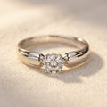 Silver-Tone Classic Round Solitaire Stone Ring