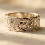 Silver-Tone Wide Filigree Scrollwork Band Ring