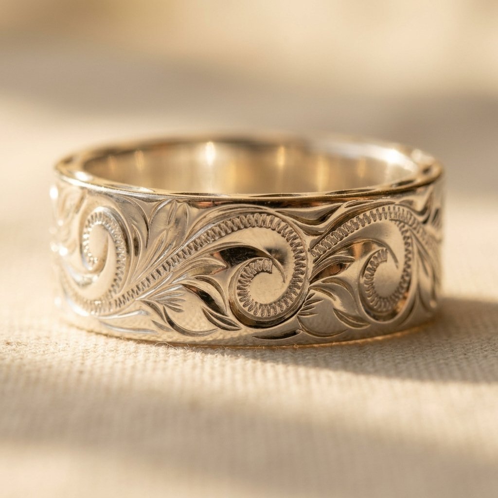 Silver-Tone Wide Filigree Scrollwork Band Ring
