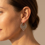 Silver-Tone Antiqued Filigree Scroll Drop Earrings