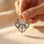 Silver-Tone Antiqued Filigree Scroll Drop Earrings