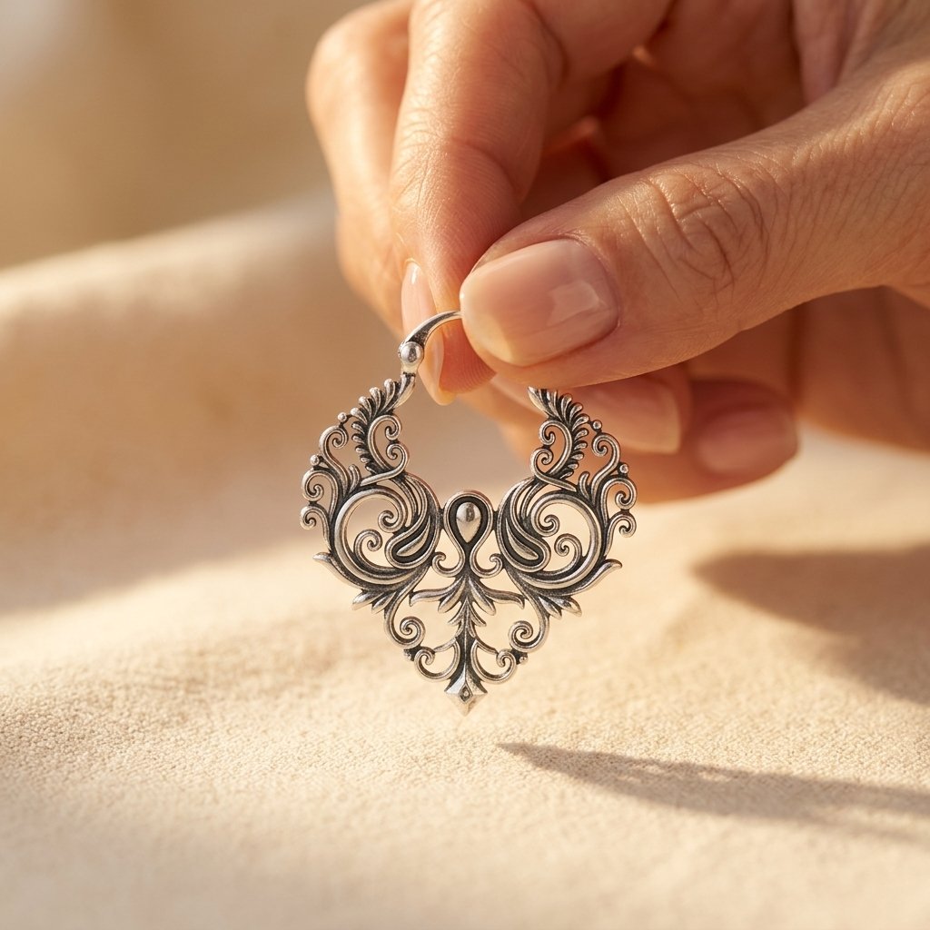 Silver-Tone Antiqued Filigree Scroll Drop Earrings