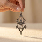 Silver-Tone Mandala Chandelier Earrings with Teardrop Dangles